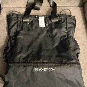 Beyond Yoga Black Convertible Tote with Logo